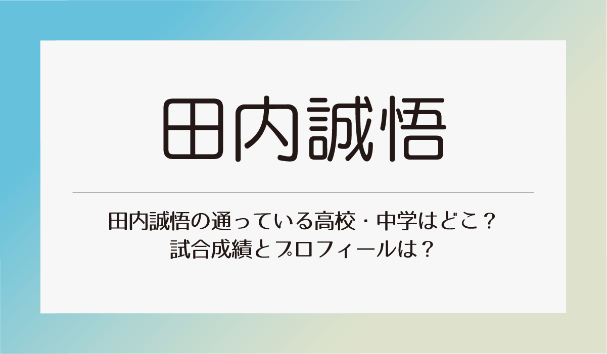 田内誠悟の通っている高校・中学はどこ？試合成績とプロフィールは？