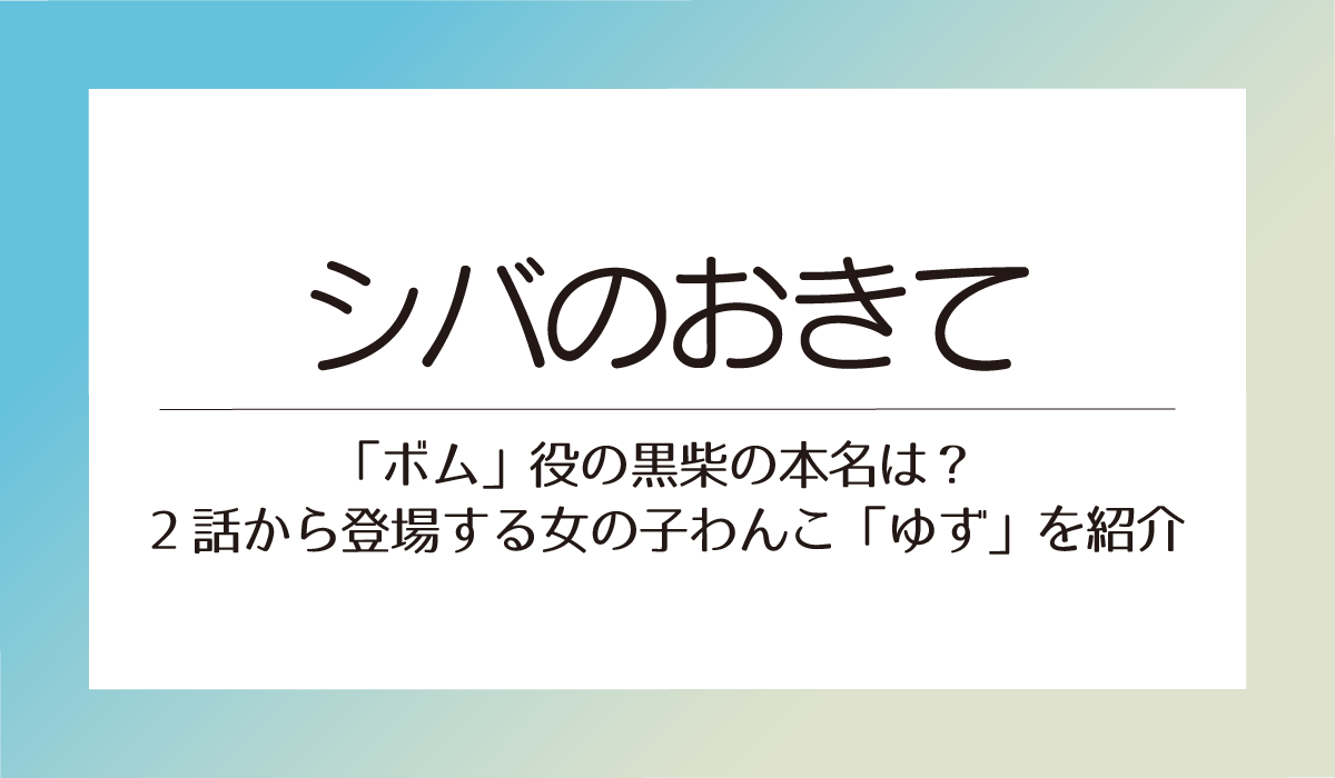 「ボム」役の黒柴の本名は？2話から登場する女の子わんこ「ゆず」を紹介