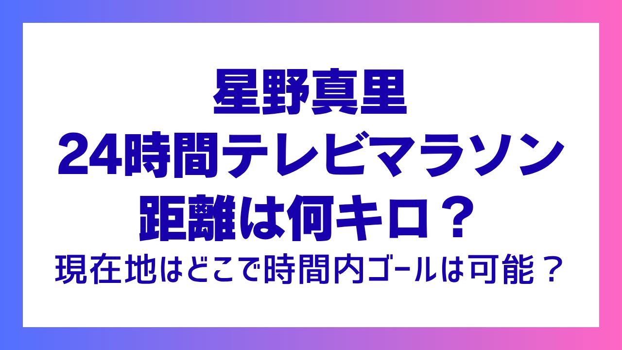 星野真里24時間テレビマラソン距離は何キロ？現在地と時間内ゴールは可能？